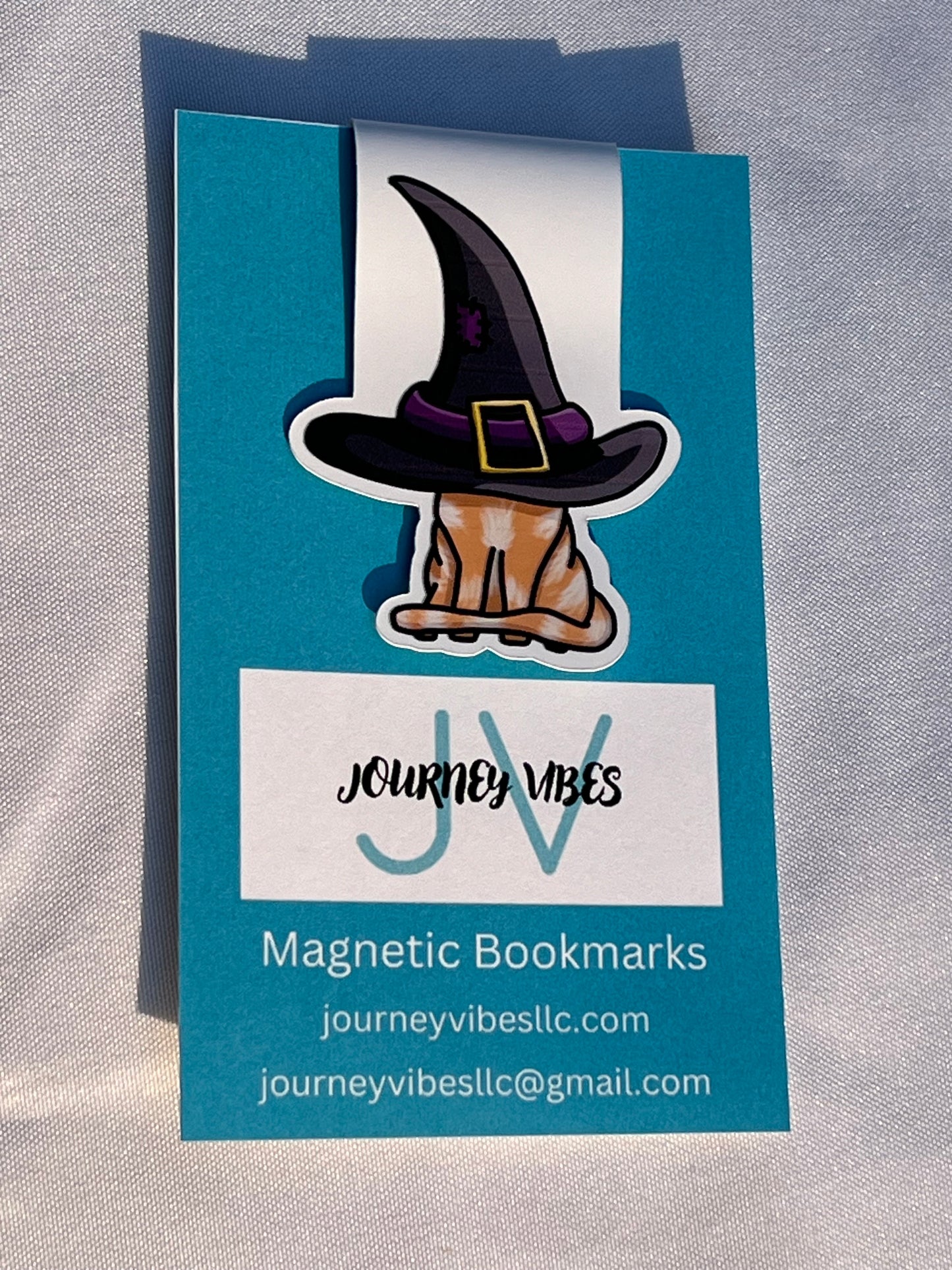 Halloween Cat Wearing a Hat Magnectic Bookmark